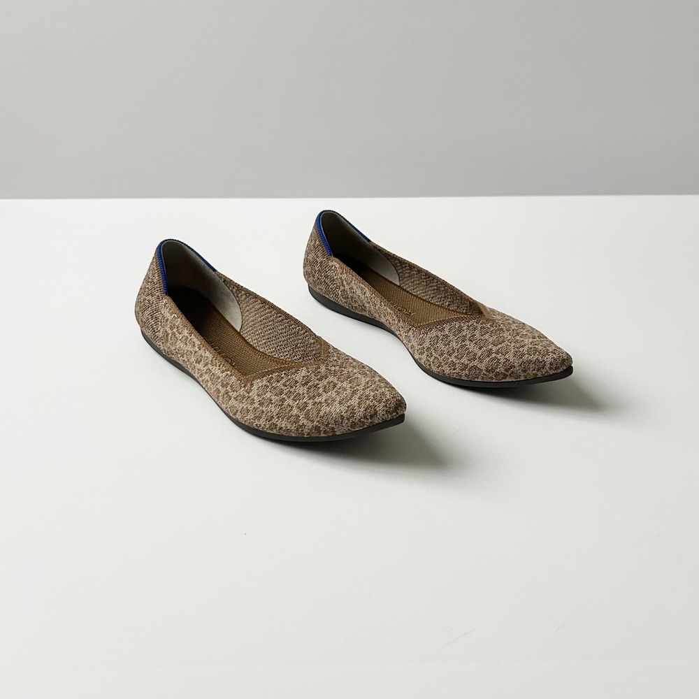 Rothy's The Point Brown Driftwood Leopard Pointed Toe Flats Size 6.5